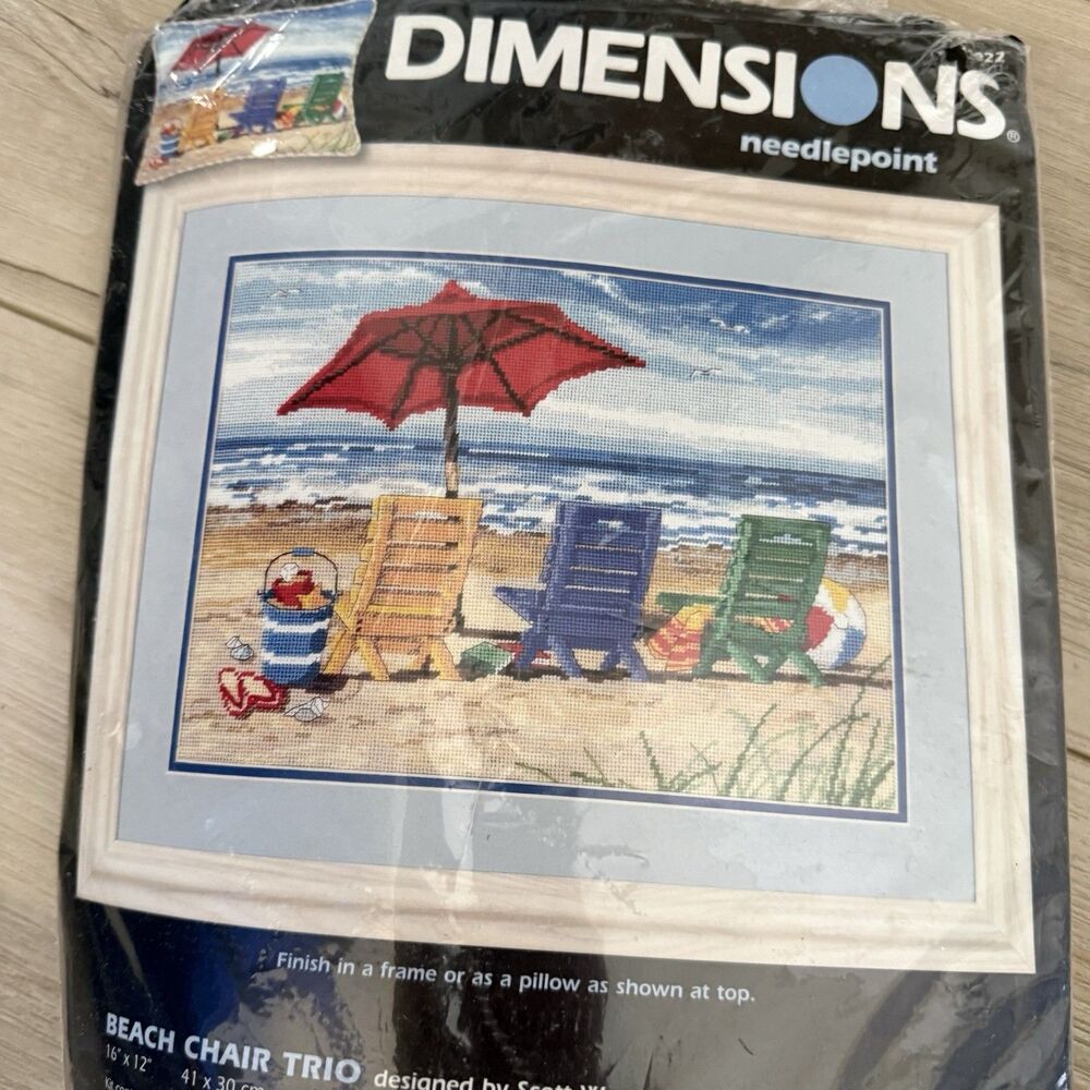 Dimensions Needlepoint Kit BEACH CHAIR TRIO 20022 From 2005